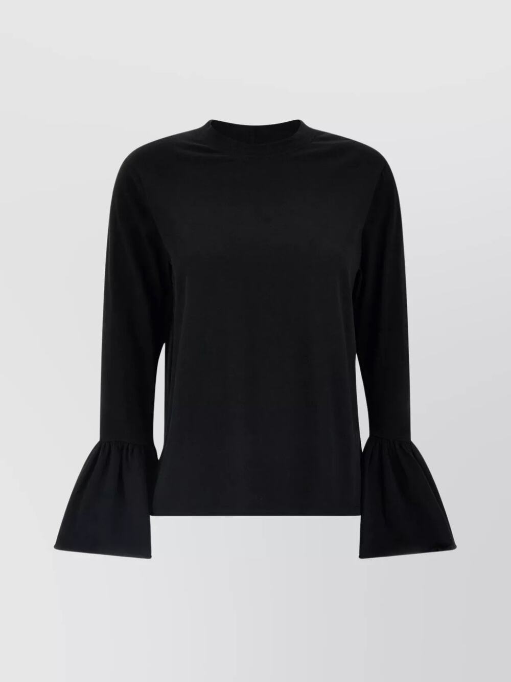 Sleeper Flounced Crew Neck Longsleeve Top Black Sz S 95% cotton Nice